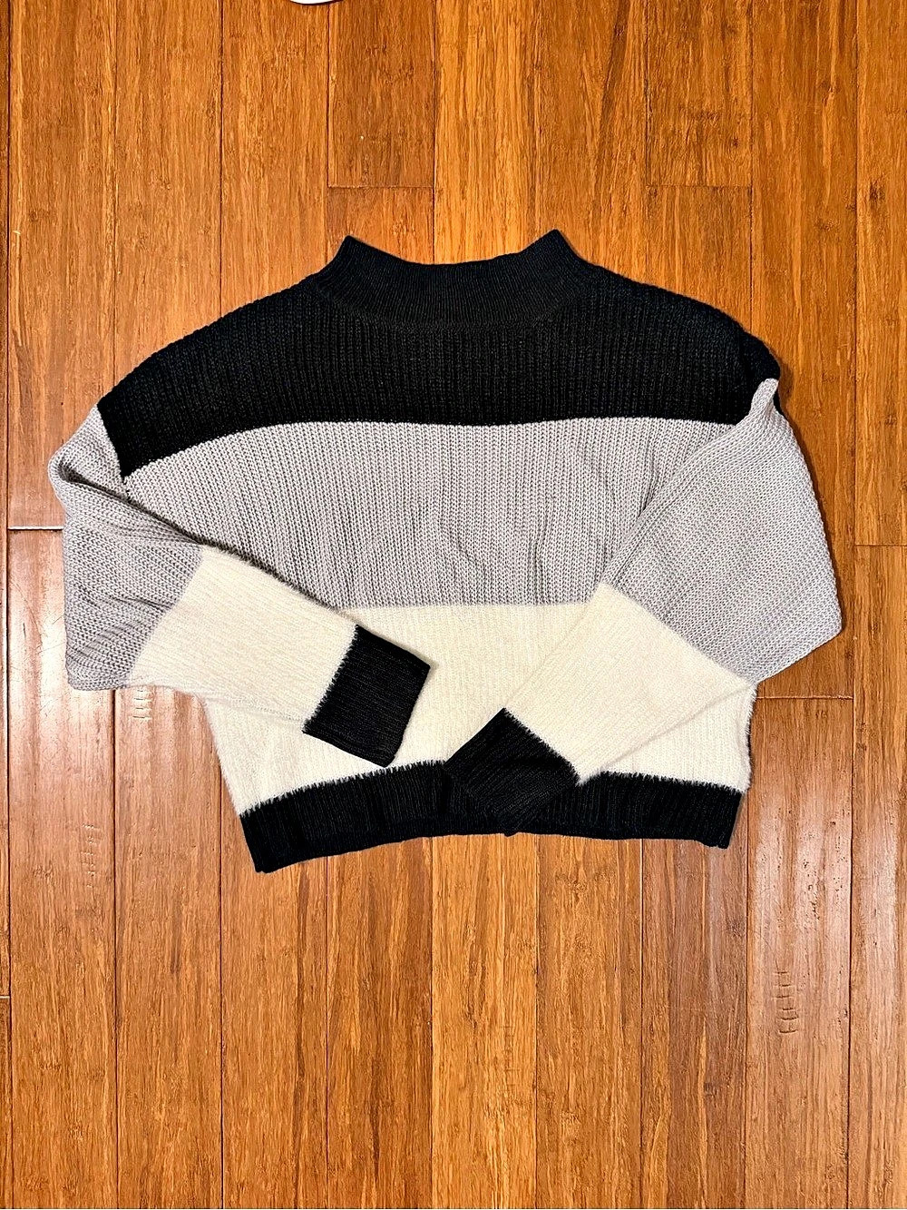 SHEIN Colorblock Drop Shoulder Mock Neck Sweater Size Large